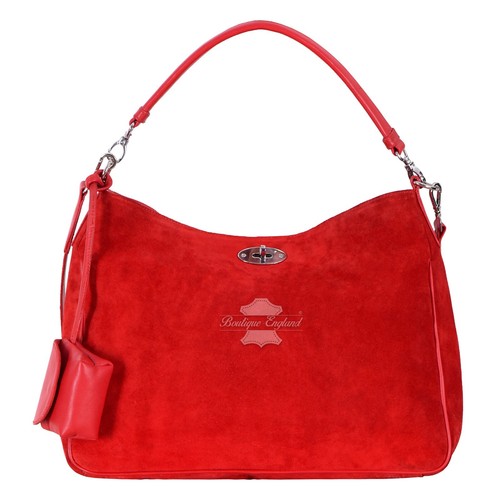 Hobo Slouch Damen Schultertasche Tragetasche Echtwildleder Leder stilvolle Handtaschen Geldbörse - Bild 3 von 16