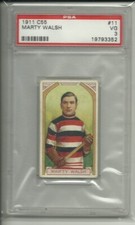 1911-12 C55 IMPERIAL TOBACCO MARTY WALSH CARD #11 GRADED PSA 3 VG POP ONLY 14