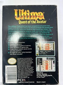 NES Ultima Quest of the Avatar 1990 Tested Wks Cart And Box Only No Manual