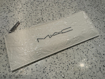 MAC Cosmetics White Faux Leather Makeup Pouch * 13 x 3.5'' * No Product Included