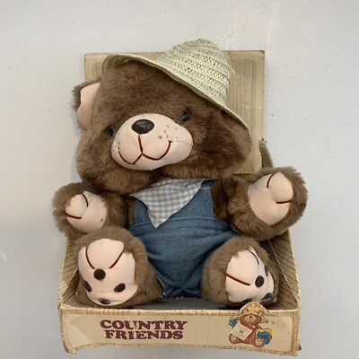  Vintage 1986 Dan-Dee Country Friends Bear Plush 9''  VERY RARE  Collectable  