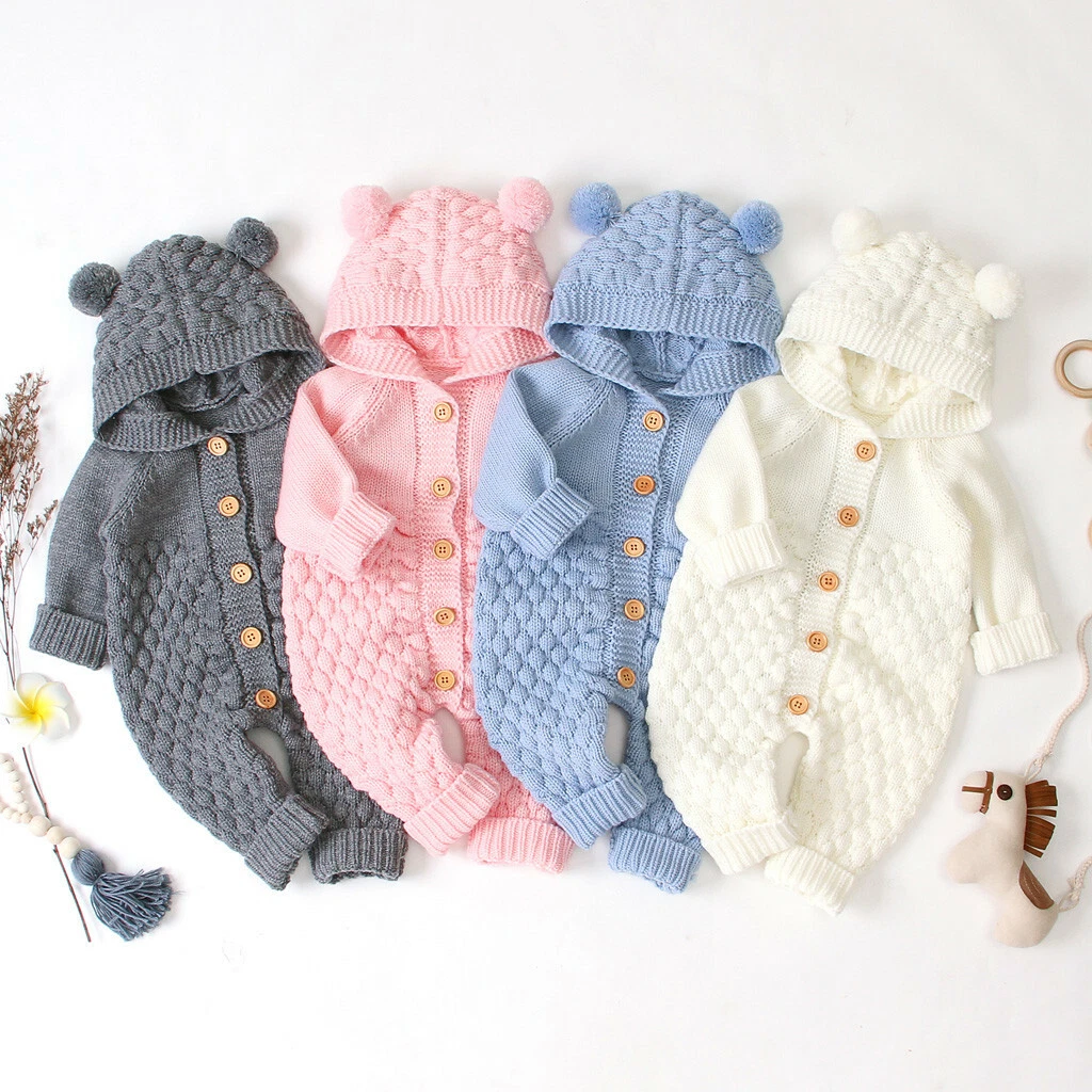 Newborn Baby Boy Girl Romper Jumpsuit Outfit Knitted Hooded Sweater Cute Clothes
Opens in a new wind