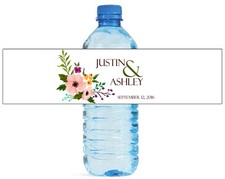 100 Flower Floral wedding anniversary Engagement party Water Bottle Labels