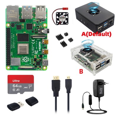 Original Raspberry Pi4 Ram + Case + Fan + Heat Sinks + Power Adapter Optional
