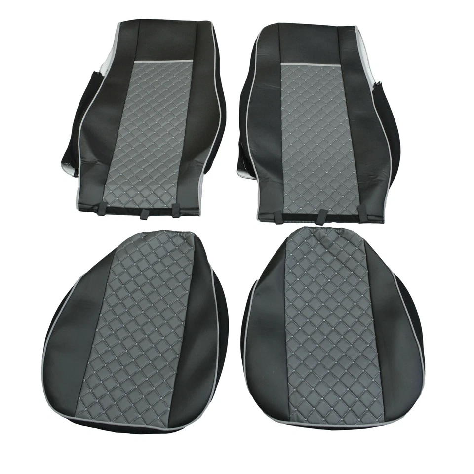 LKW Truck DAF 106 Passform Sitzbezüge Öko-Leder Schwarz/Grau 1+1 - Bild 2 von 4