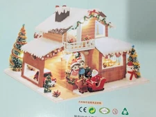  OMini Dollhouse Kit Christmas Snow Manor home Box Miniature DIY Open Box READ
