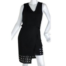 {H&M} Black Dress Sz. 4 Asymmetrical Hem Layered Circle Design Lined Summer