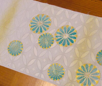 Yuzen Bokashi Wagara Damasuku Shippo Japanese Kimono Fabric 100% Silk 37'' L #H10