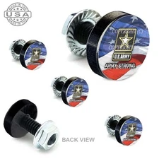 5 Black Aluminum Motorcycle Windshield Bolt Kit -  ARMY STAR USA FLAG - 064