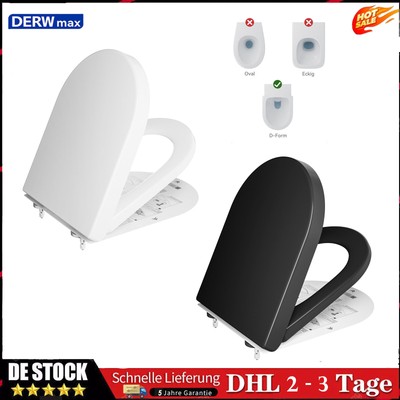 WC Sitz D-Form mit Absenkautomatik Toilettendeckel Klodeckel Toilette Schwarz 
