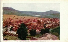 1906. BIRDS EYE VIEW OF VICTOR, COLORADO.  POSTCARD.