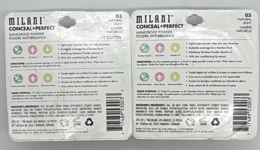 2PK Milani Conceal + Perfect Shine Proof Powder ~ 03 NATURAL ~ 0.43 OZ EA ~ READ - Image 3 of 3