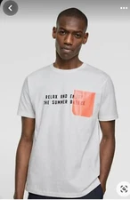 Zara Tshirt With Front Orange Sheer Pocket Size L