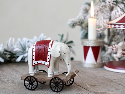 Chic Antique Vintage Elefant Deko Figur creme rot Weihnachten Shabby 520558119