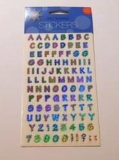 Mrs. Grossman's Lot of 2 Sticker Sheets Brand New Package Sparkle Alphabet