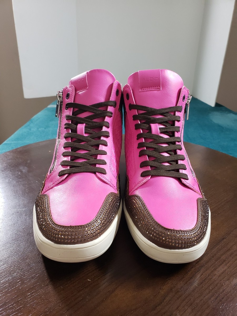 Aldo Shoes Sz 10.5 Mens Pink Sneakers Sauerbergg Zipped Laceup