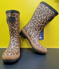 JOULES Molly Welly Leopard Print Wellington Boots in Tan - UK 3 / EU 36/ US 5