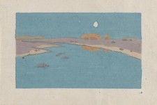 Marsh Creek – Arthur Wesley Dow 1907 Color Woodcut American Tonalism Arts Crafts