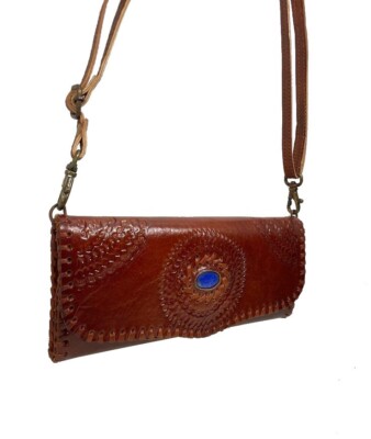 ROOGU Blue Sunset * Clutch Crossbody Evening Handbag Purse Genuine Leather Handmade