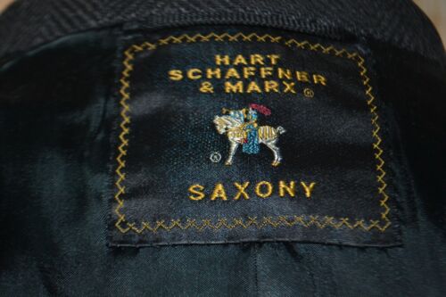 Hart Schaffner Marx Men Saxony Tweed Wool Herringbone 3 Button Overcoat Sz 44R - Picture 15 of 16