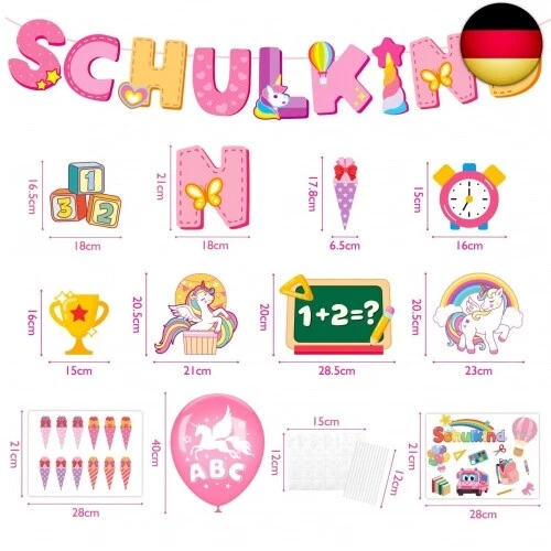 Elidepe Einschulung Mädchen, Einschulung Deko, Rosa Einhorn Schulanfang Deko - Bild 3 von 13