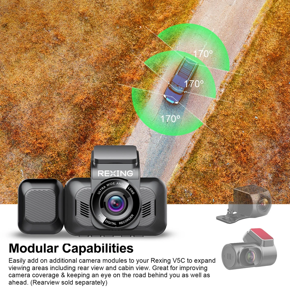 REXING V5C Basic Dash Cam Front 4K & 1080p Cabin Camera w/ Modular Capabilities - Image 3 of 4
