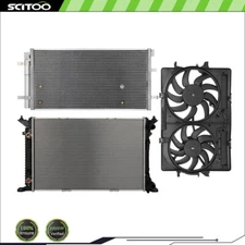 A/C Cooling Fan & Radiator & Condenser Kit For 2009-14 2015 2016 Audi A4 Quattro