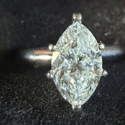 KAY 14k White Gold Marquise Real Diamond Prong Set Engagement Ring Size 5.5