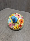 1960s Ohio Art Tin Litho Spinning Top Toy Butterflies Bluebird Flowers USA 5.5”