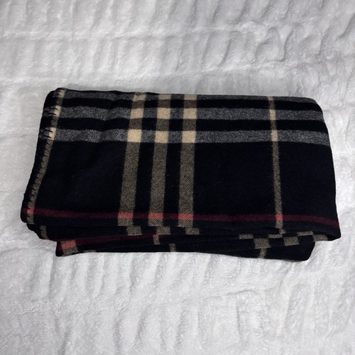 Burberry London Large Plaid Check Wolle Überwurf Decke schwarz 60” x 67” - Bild 4 von 4