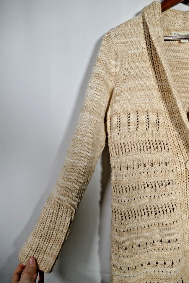 Cárdigan Coldwater Creek para mujer tejido abierto cuello chal talla L boho cottagecore Foto 2 de 4