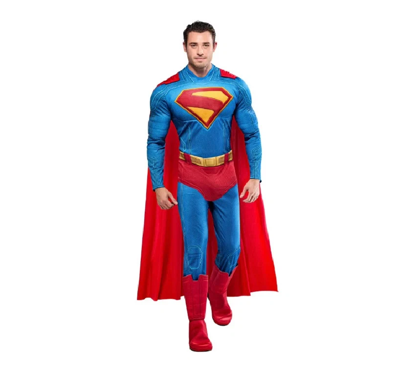 Funidelia Disfraz Oficial de Superman para hombre, Incluye mono, capa, cinturón y cubrebotas, Superhéroes - Traje para adultos para fiestas, Carnaval y Halloween - Talla XL