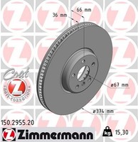 1X Bremsscheibe Coat Z Zimmermann 150.2955.20 FüR BMW G30 G11 G31 G12 6Er G32 X5