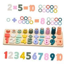 Montessori Wooden Silicone Number Puzzle Toys for Toddlers, Counting  Shape