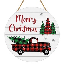 Christmas Door Decoration Wooden Hanging Sign for Front Door Home Porch Wall