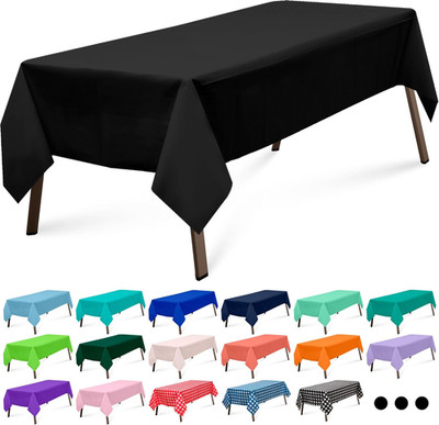 Black 3 Pack Rectangle Plastic Tablecloth 54 x 108 Inches Premium Onyx Black Dec
