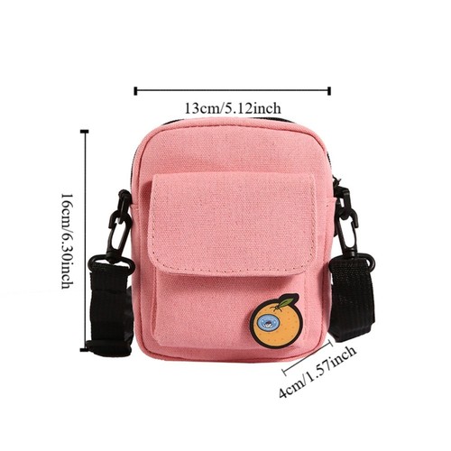 Lightweight Nylon Zipper Bag Solid Color Canvas Phone Bag Student - Picture 3 of 14