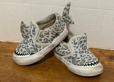 Vans Shark Slip On Shoe Toddler Size 5 Hook Loop Closure Gray White Camo