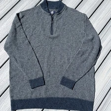 Men's 3XLB 1/4 Zip Cutter & Buck Merino Wool Acrylic  Navy/white  Sweater