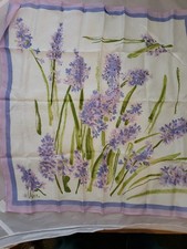 Vintage Vera Neumann Watercolor Pastel Floral Hyacinth Scarf 26x26 Acetate