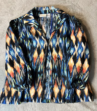Chico's Women's Size 2 Linen Blend Long Sleeve Lightweight Hook Front Jacket