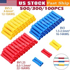 500Pcs Insulated Butt Splice Electrical wire Connectors Straight Crimps Terminal