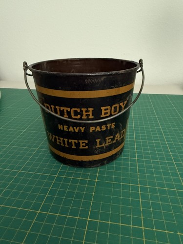 Vintage Dutch Boy Heavy Paste White Lead Bucket 12 1/2 Lb