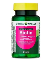 Spring Valley Extra Strength Biotin Plus Keratin Dietary Supplement Tablets for