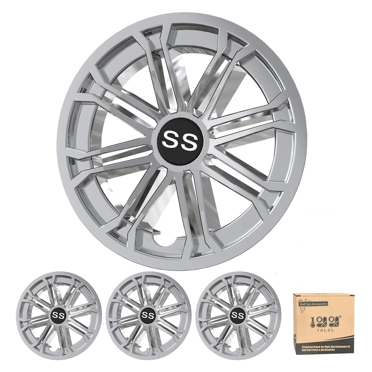 Chrome Golf Cart Hub Cap 8 inch Wheel Covers for Yamaha EZGO Club