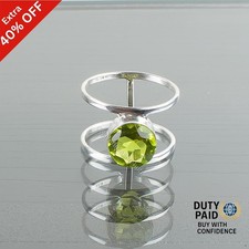 Peridot Stone 925 Sterling Silver Statement Wife Band Wedding August Birth Ring