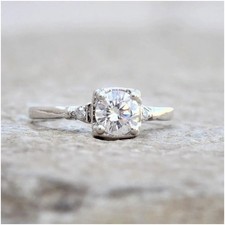 1Ct White Round Cut Vintage Style Engagement Wedding Ring In 925 Sterling Silver