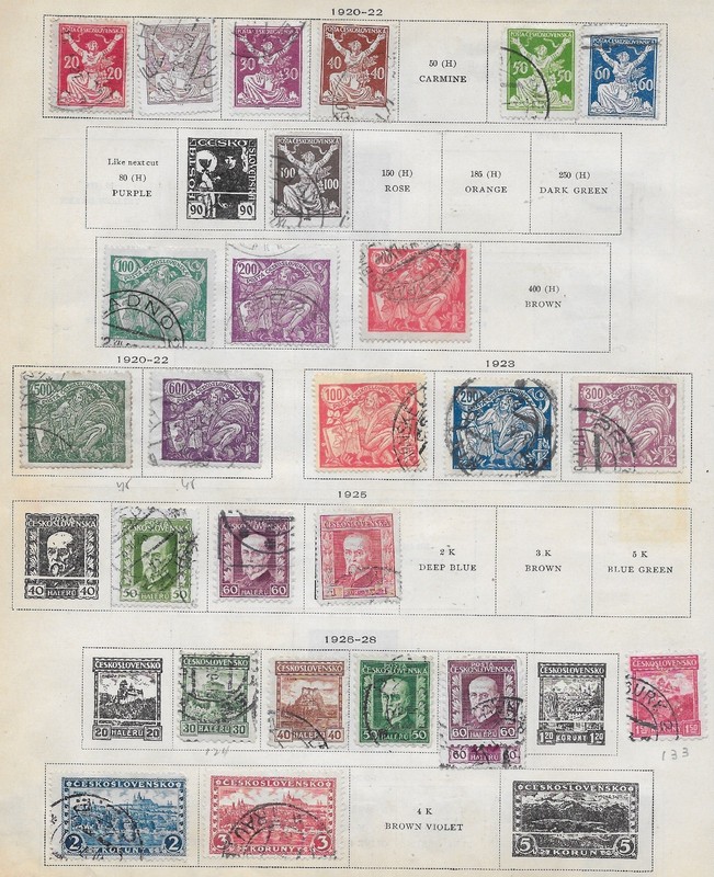 26 Czechoslovakia Stamps from Quality Old Antique Album 1920-1928