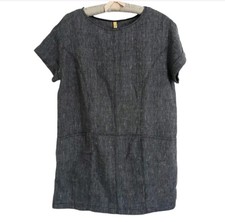 Free People Small 100% Linen Grey Pocketed Dress