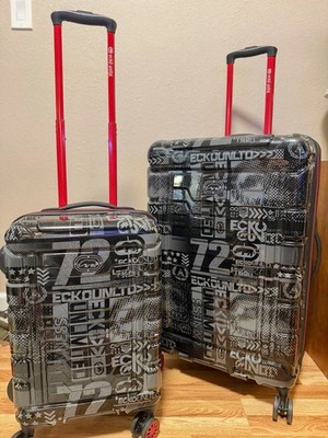 Ecko Unltd Hard Shell Suitcase Set   Graphic Wrap   Rhino Logo   Rolling Travel